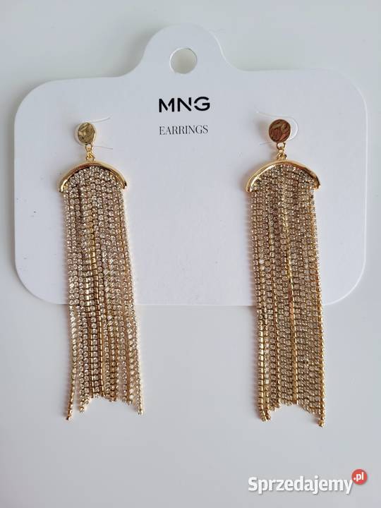 Złote wiszące kolczyki błyszczące ze starssem Liszki