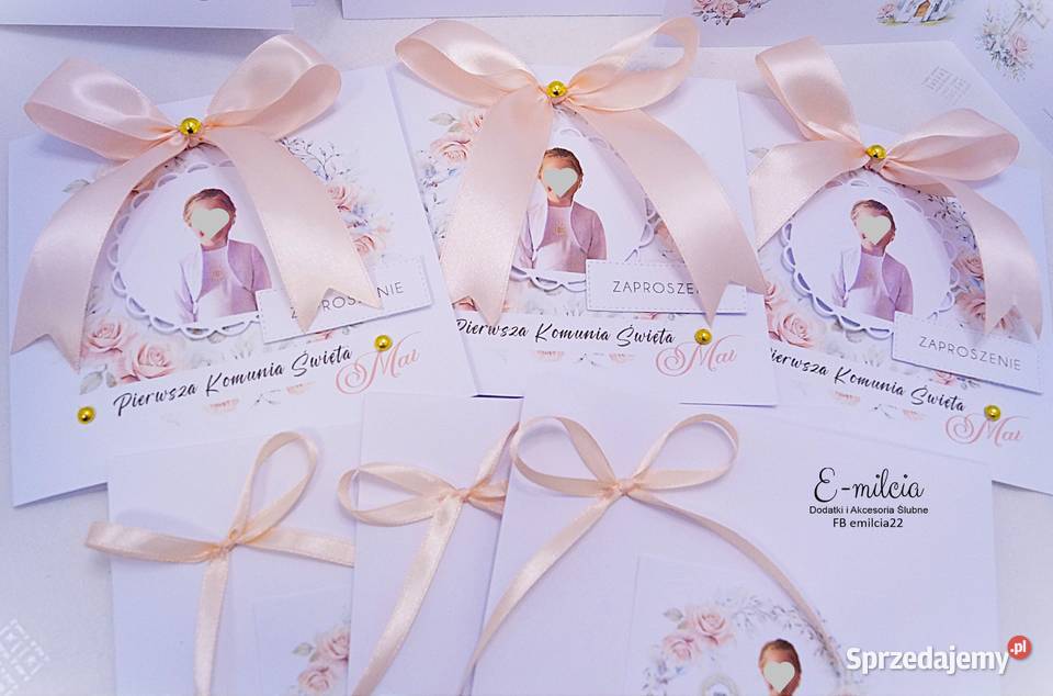 Zaproszenia ze zdjęciem z okazji I Komunii Św FB lubuskie Zielona Góra