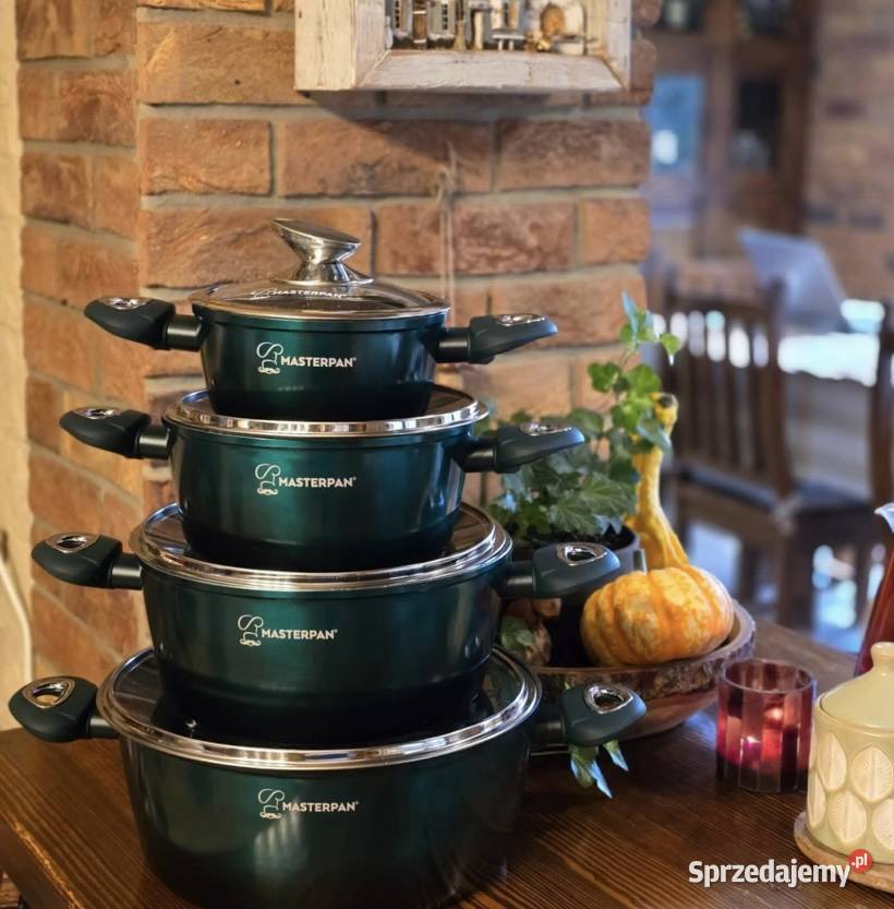 259 Garnki lakierowane zielone 4 sztuki Dom i Ogród śląskie Zabrze