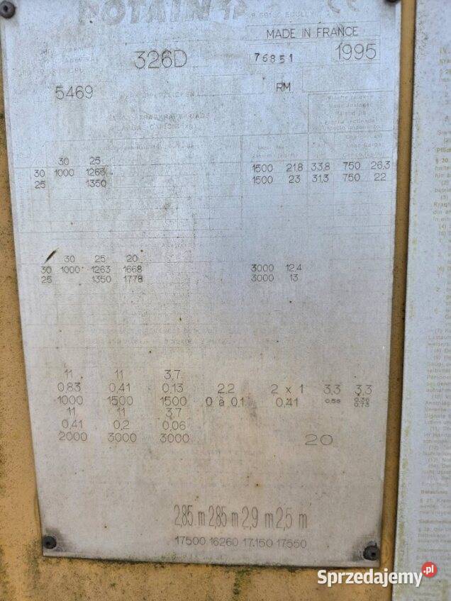 Żuraw POTAIN GMR 362G syndyka obniżonej Szczecin sprzedam