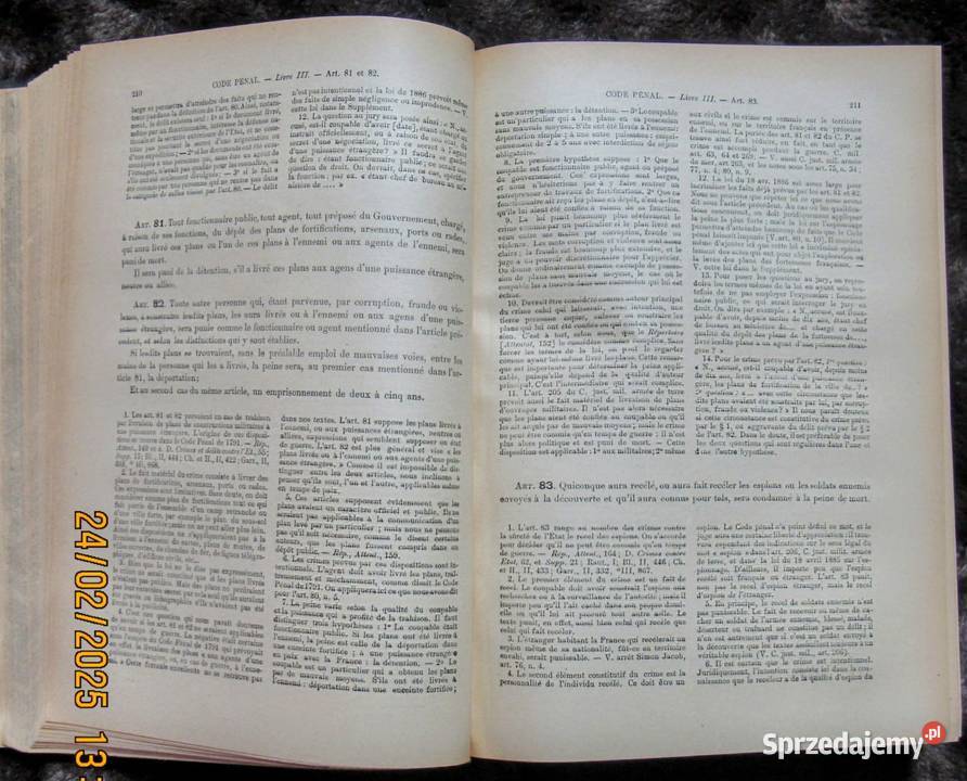 Francuski kodeks karny z komentarzami w lubelskie Bychawka Trzecia