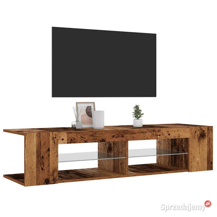 Szafka pod TV z oświetleniem LED stare drewno