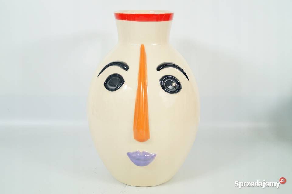 Porcelanowy wazon Vallauris 1960 twarz Gizałki