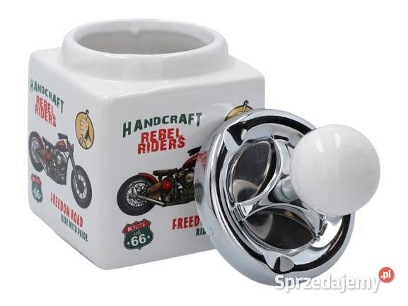 Popielniczka Ceramiczna z Metalową Pokrywką