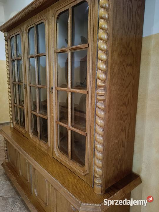 Witryna dębowa przeszklona z szafką RTV Lipno sprzedam