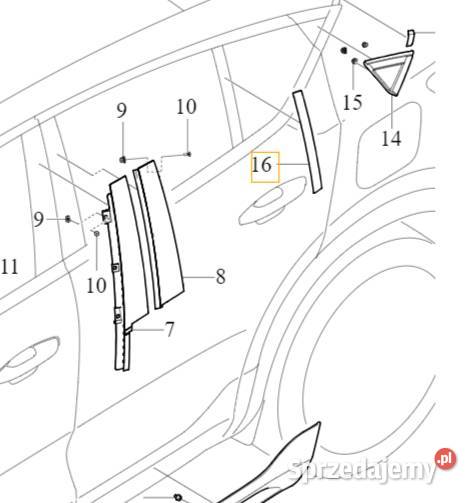 VOLVO C40 listwa ozdobna pionowa drzwi prawy tyl Bielany Wrocławskie