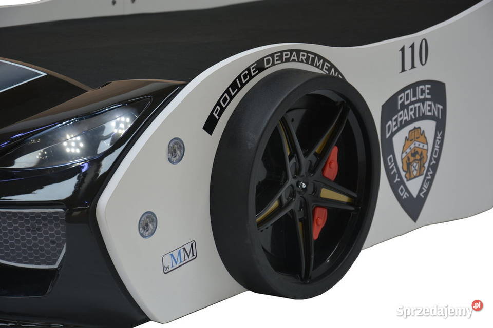 Łóżko MDF Policja samochód auto oświetlenie LED Łódź