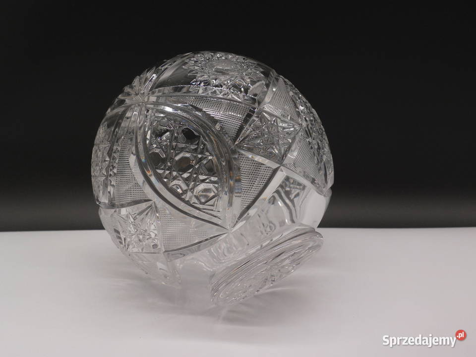 Wazon Kryształowy KULA Vintage PRL Szlif Raszków