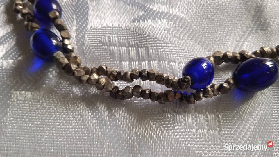 KRÓTKI NASZYJNIK OBRÓŻKA Z KOBALTOWYCH KORALI I wielkopolskie Piła