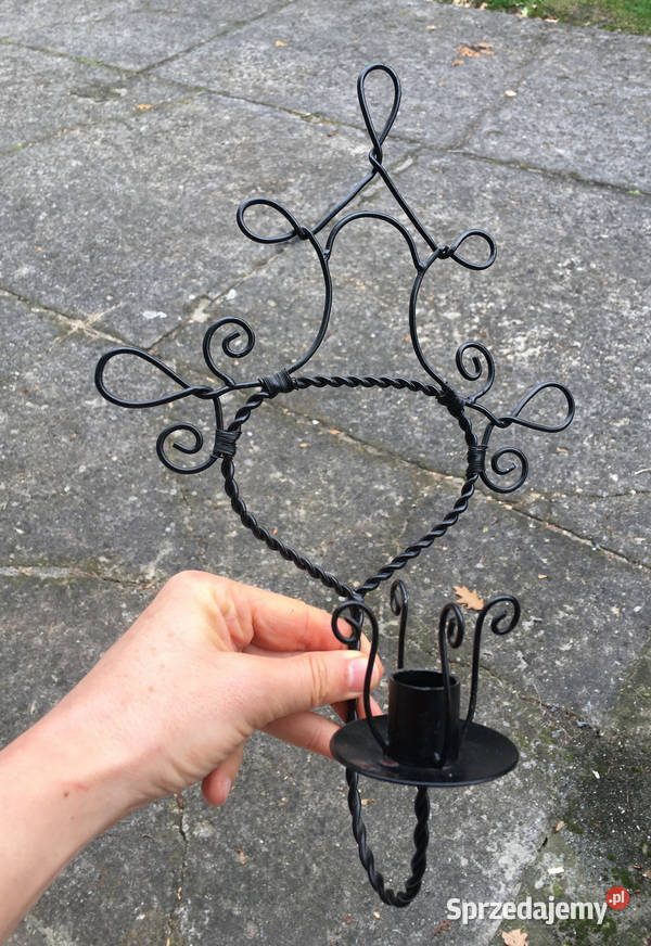 Świeczniki ścienne druciane czarne kinkiety małopolskie Kraków