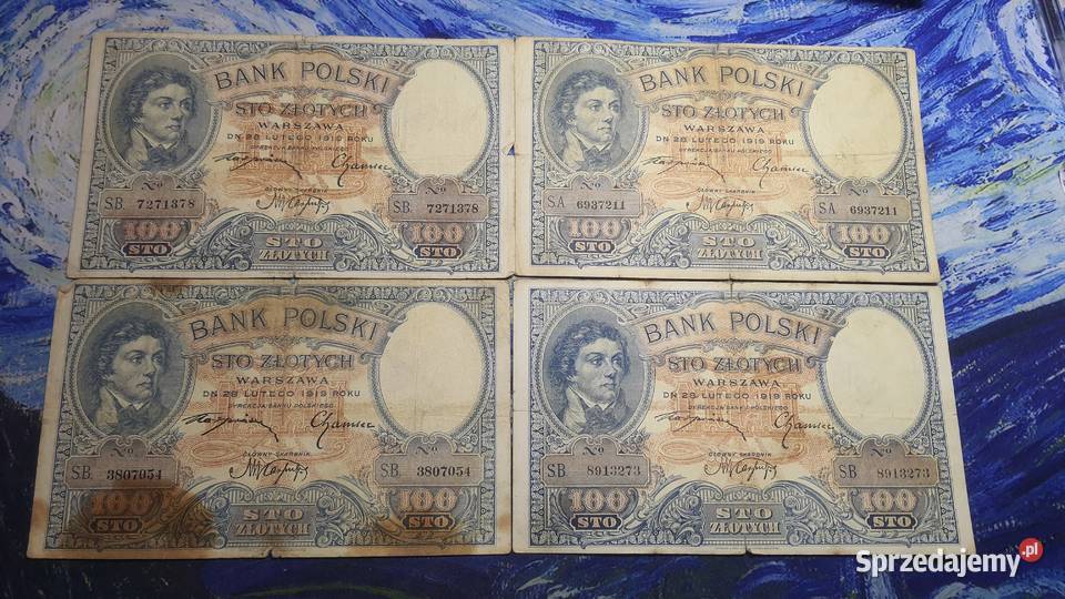 Zestaw 100 złotych 1919 r serie ABC Warszawa