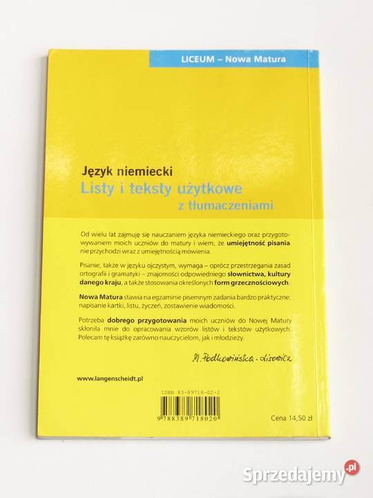 Język niemiecki Listy i teksty użytkowe z Książki do nauki języka obcego małopolskie Kraków