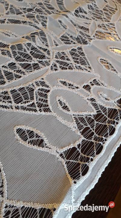 Obrus żakardowy owal biały ażur 100x150 serweta mazowieckie Radom