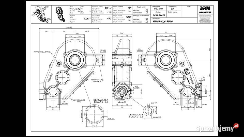 Przekładnia BRM RM50 tul 60 mm rozrzutnik pomorskie Słupsk