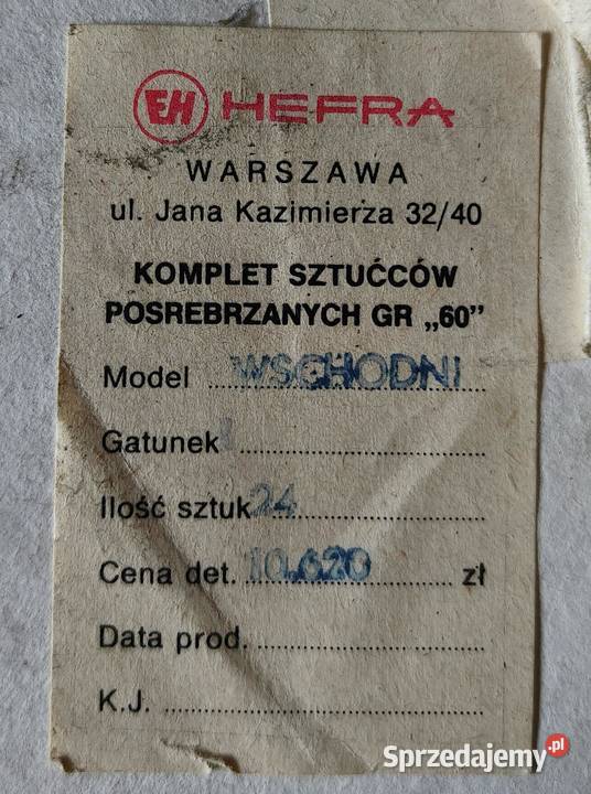 HEFRA komplet sztućców posrebrzanych model Łuków Śląski
