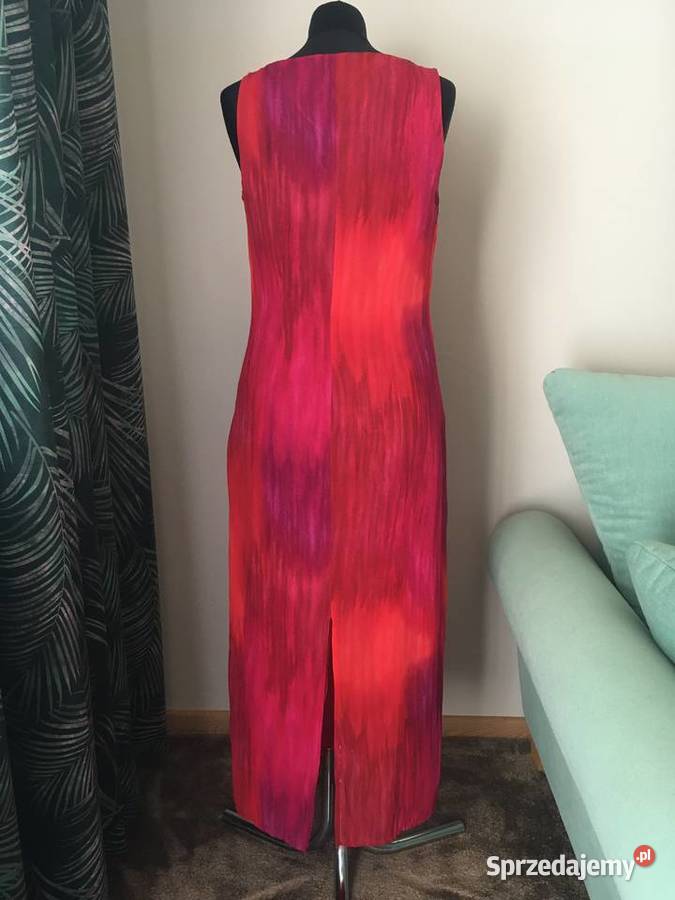 Nowa długa sukienka CA czerwona fuksja wiskoza M bez rękawa Nisko sprzedam