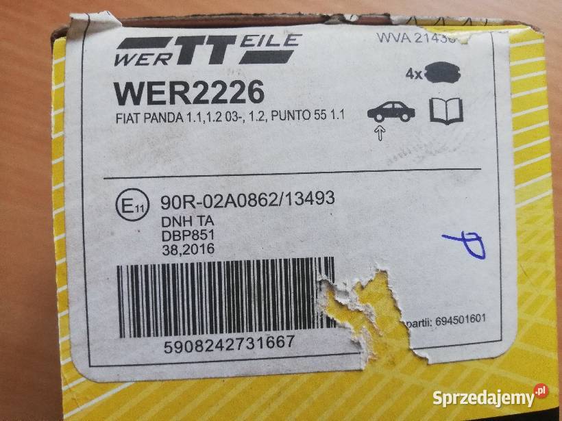 Fiat punto panda klocki hamulcowe Dąbie