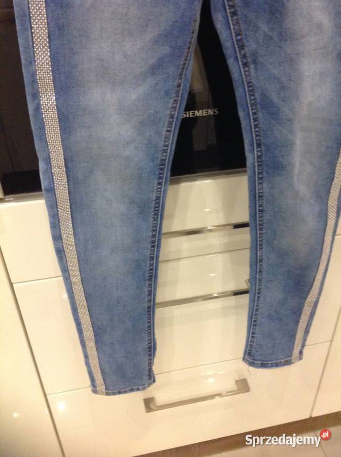 Spodnie Jeans Damskie S Cyrkonie j nowe niebieski Spodnie Nowa Sól