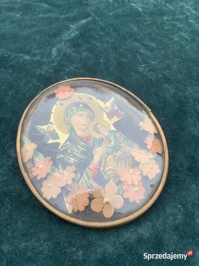 Stary Polski obrazek św szkłem Łowicz