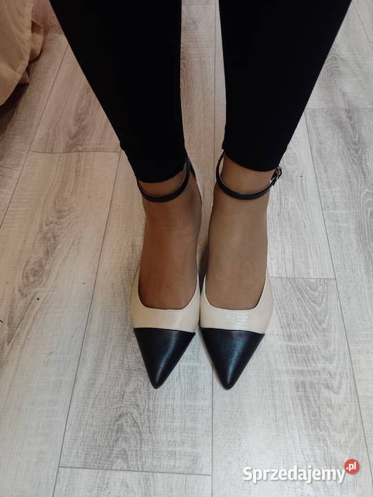 41 Ekskluzywne beżowo czarne czółenka wieczorowe Kraków