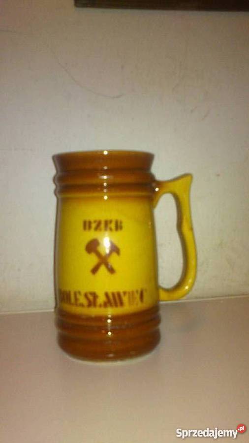 Kufel barbórkowy ceramiczny beżowobrązowy 1982r Ceramika i szkło