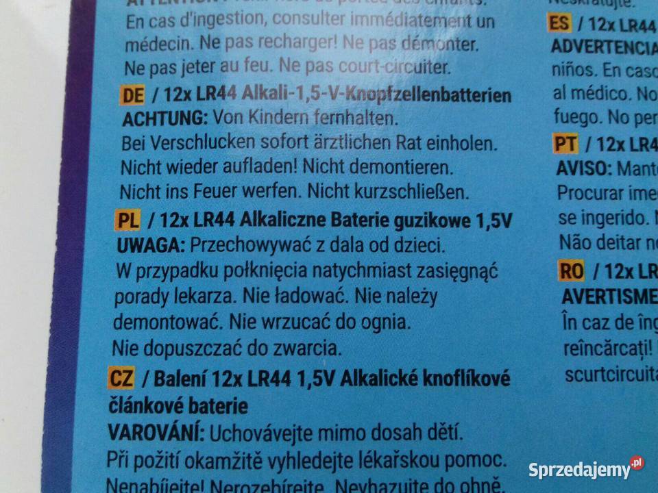 Baterie Alkaliczne 15V LR44 AG13 Alkaline ARorce Bydgoszcz