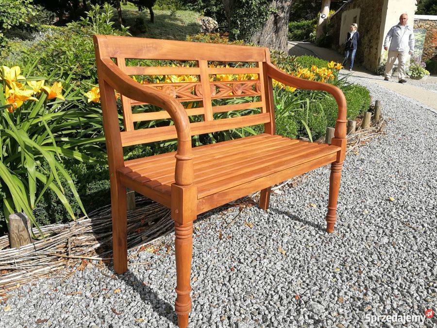 Ławka Lawenda 100 brązowa z drewna teak tek tik Niechorze