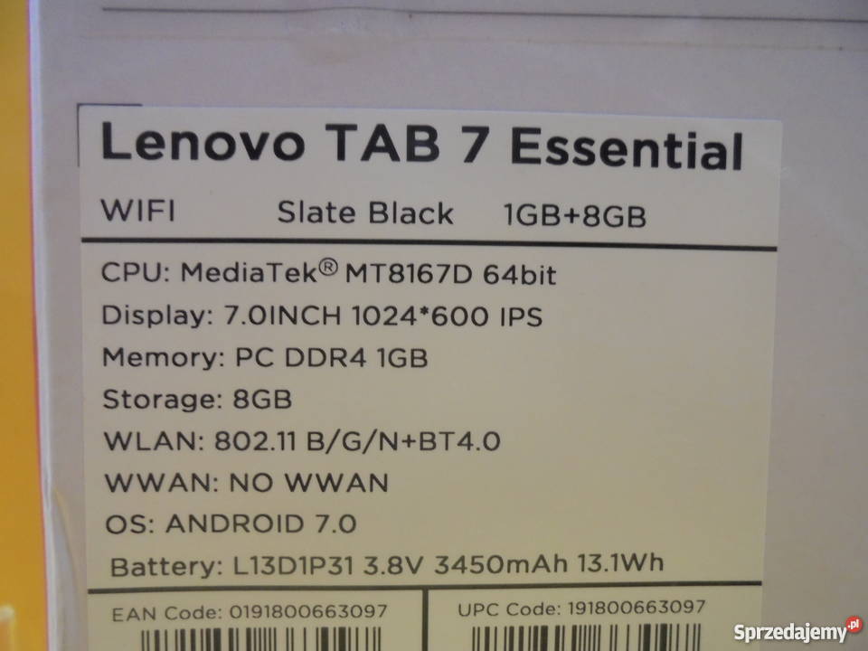 Tablet LENOVO TAB 7 Essential śląskie Katowice
