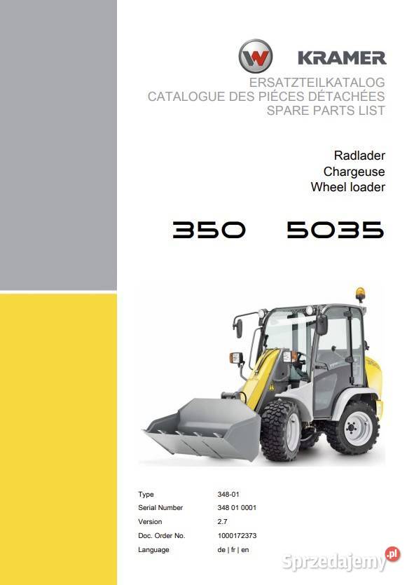 Katalog części ładowarka kołowa Kramer seria Miastko sprzedam