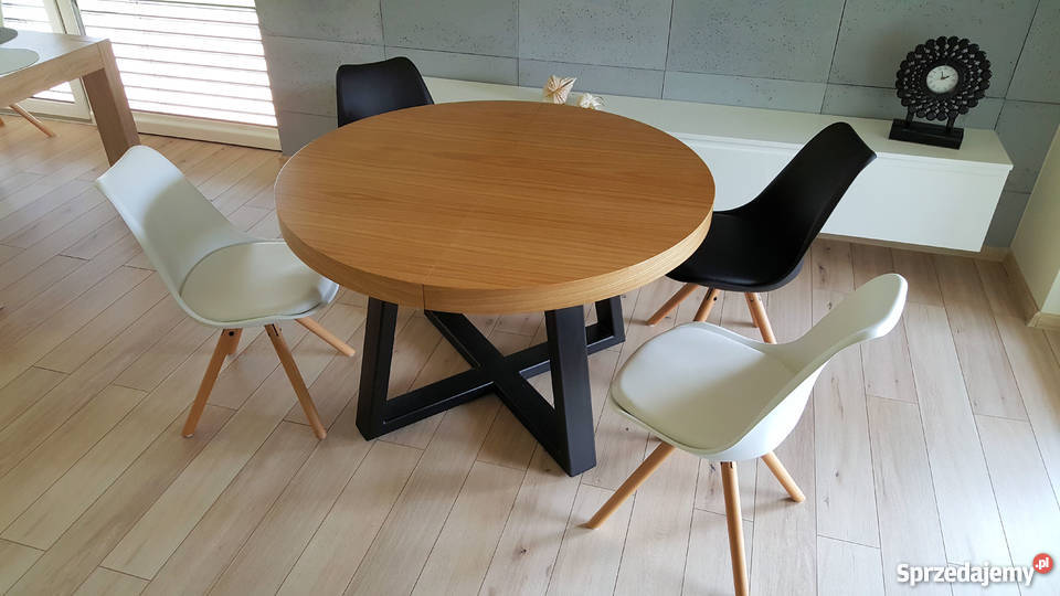 Nowoczesny stół dębowy okrągły rozkładany Krosno