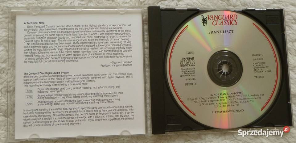 Płyta CD Alfred Brendel Franz Liszt Rapsodie klasyczna Płyty i kasety Warszawa