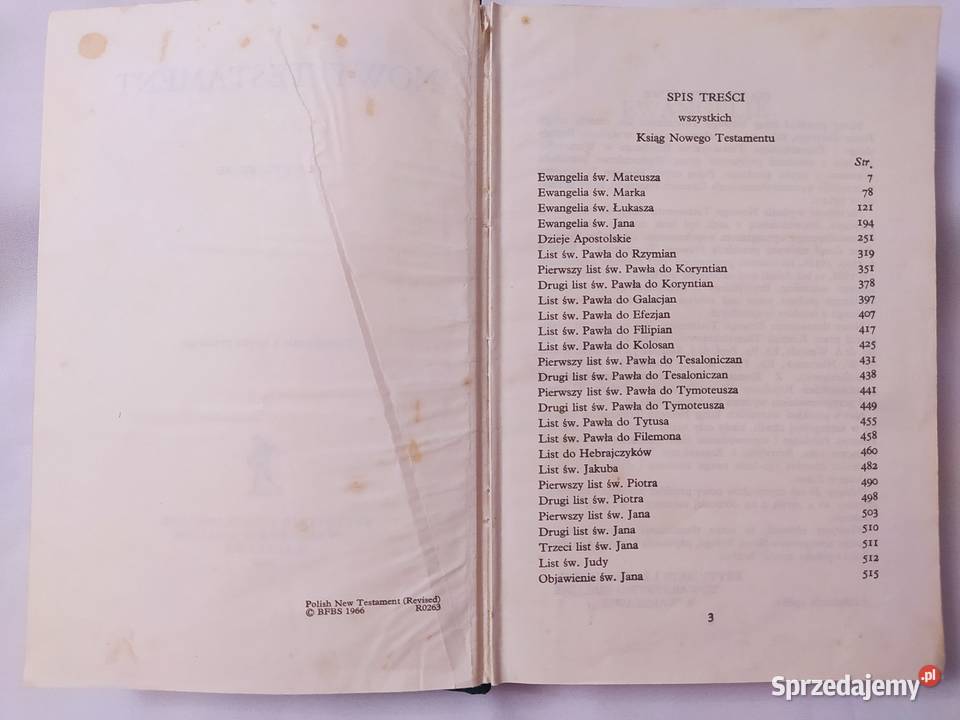 NOWY TESTAMENT tłumaczenie z języka greckiego Rok wydania 1966 Hajnówka