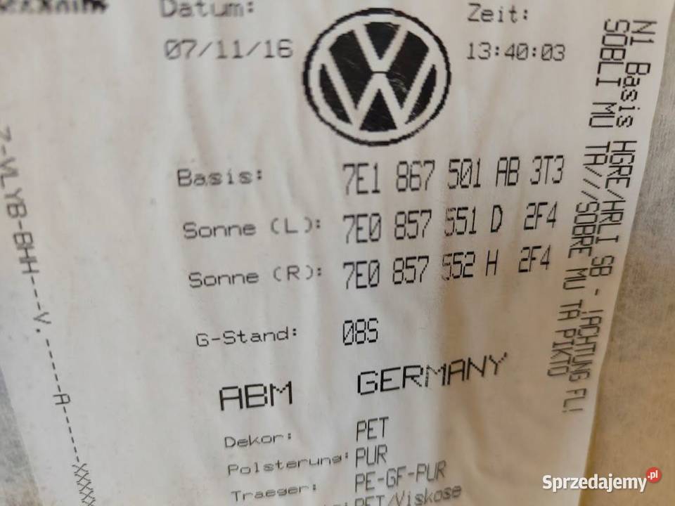 Podsufitka Przednia Vw Transporter T6 Doka wielkopolskie Pleszew