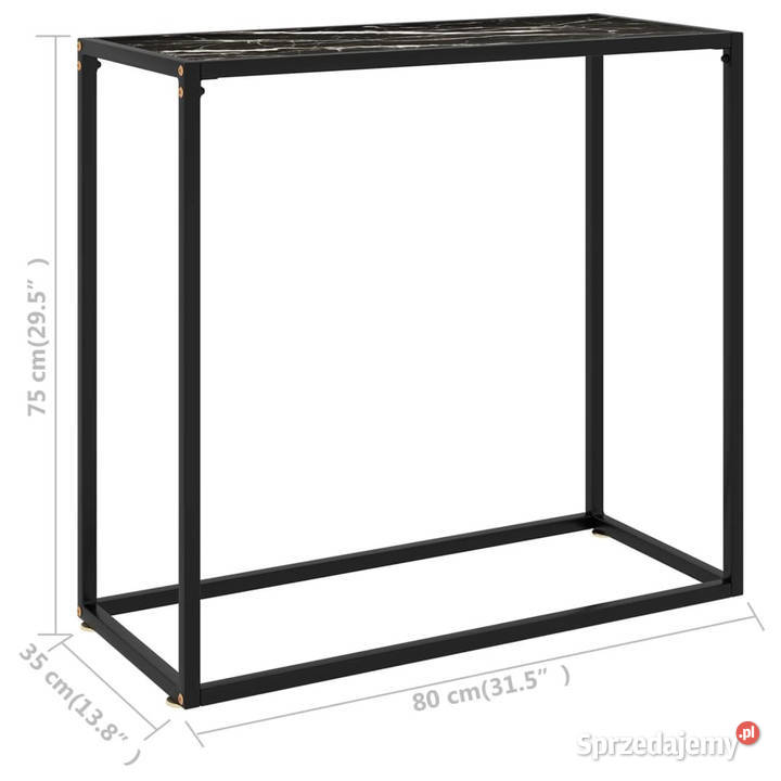 Stolik konsolowy czarny 80x35x75 szkło hartowane Warszawa