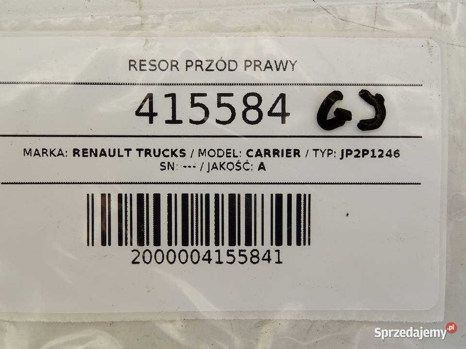 RESOR PRZÓD PRAWY RENAULT TRUCKS N Van minibus Zawieszenie i amortyzacja