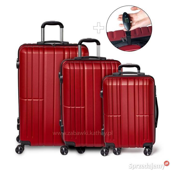 Zestaw podróżnych walizek XXL bordo 3w1 ABS