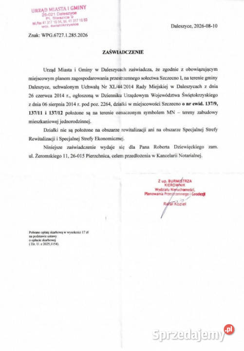 Działki w otoczeniu lasów utwardzona Szczecno