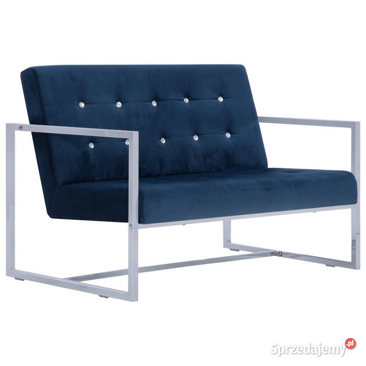 2osobowa sofa z podłokietnikami niebieska chrom Warszawa
