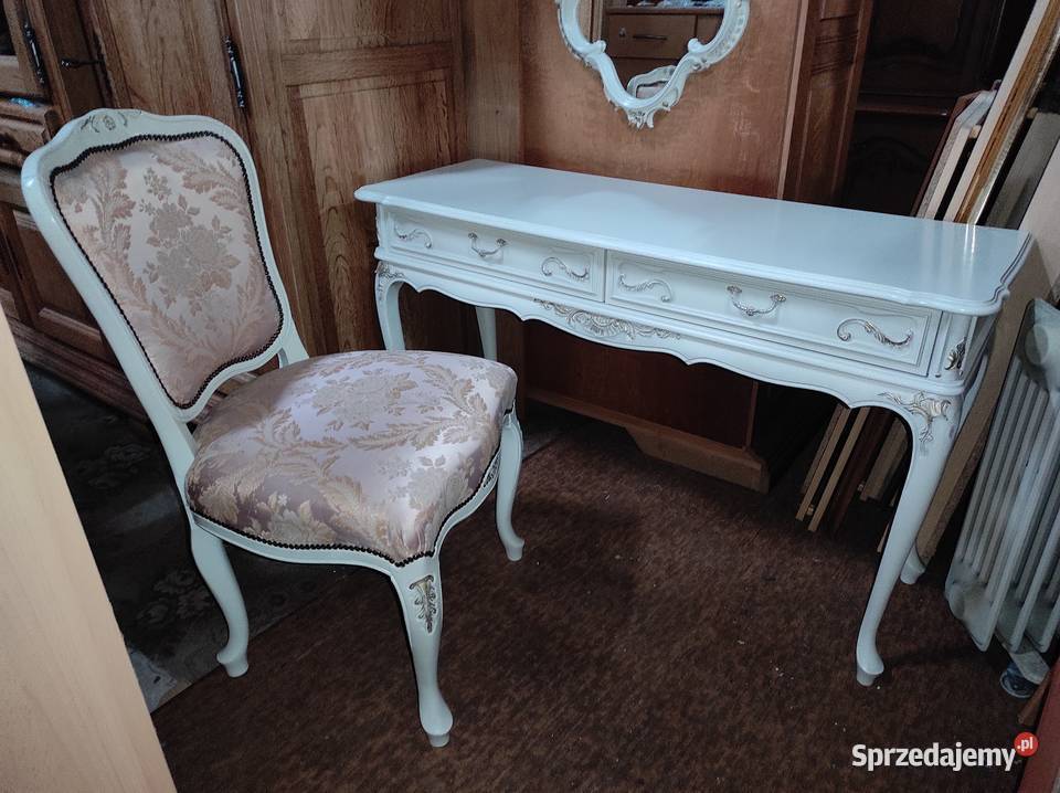 Toaletka stylowa włoska lustro krzesło 43cm Sypniewo