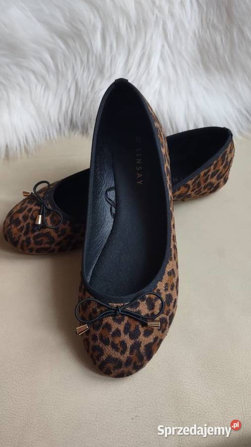 Balerinki w panterkę z kokardką 3637 Sinsay Balerinki Olkusz