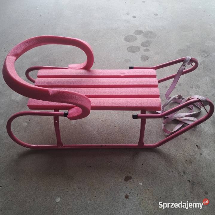 Sanki dziecięce z oparciem i popychaczem różowe