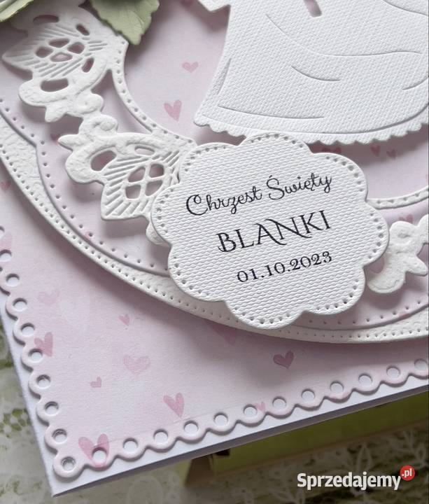 Kartka na Chrzest dziewczynki ręcznie robiona w