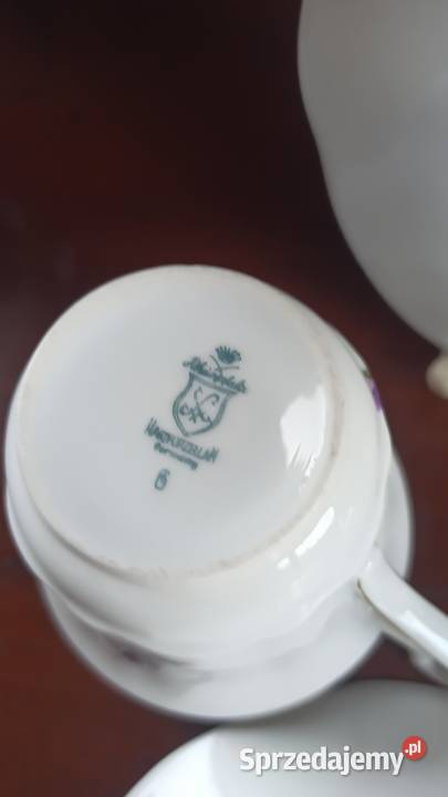 Fiołki Filiżanka Syg Rheinpfalz Germany Biała Gdańsk