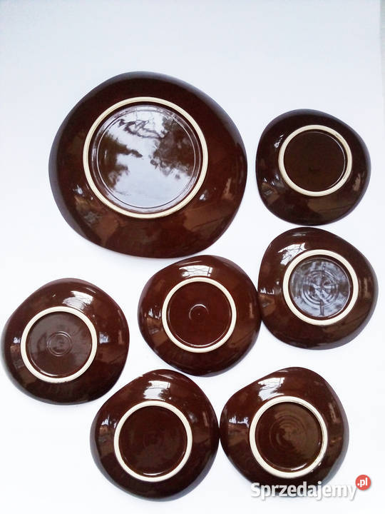brązowy zestaw talerzy Ryszard Pruszków porcelit Częstochowa sprzedam
