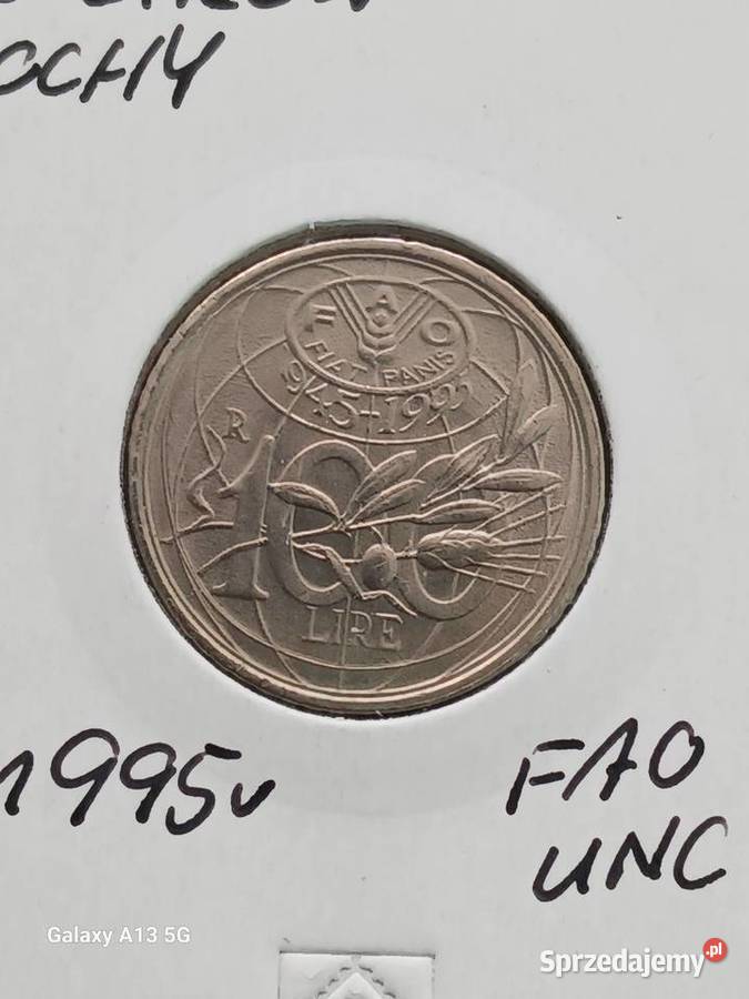 100 Lirów Włochy 1995 r FAO UNC