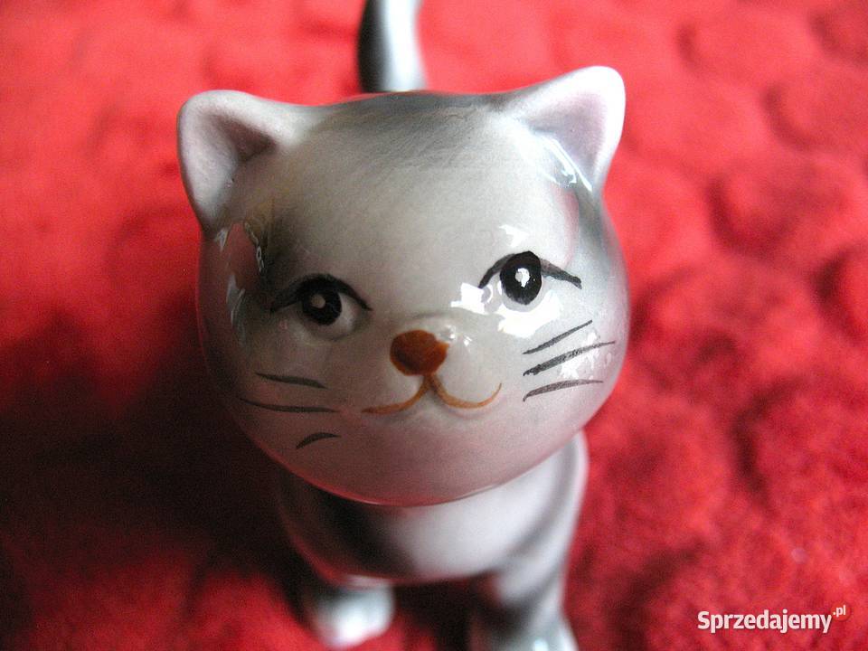 KOT pręgowany 85 x 4 x 8 Figurka z porcelany szary Siedlce