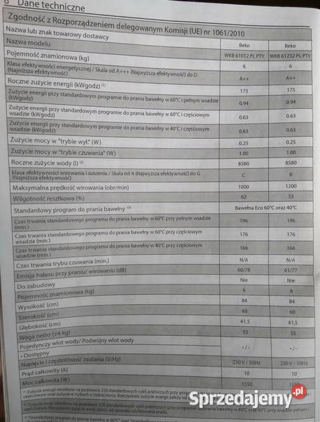 Pralka Beko A OPIS Racibórz sprzedam