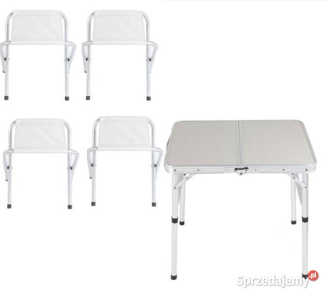 LEKKI STÓŁ TURYSTYCZNY 4 KRZESŁA SKŁADANE UCHWYT