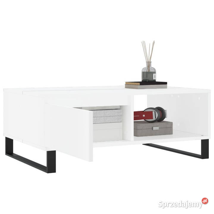 Stolik kawowy biały 90x60x35 materiał mazowieckie