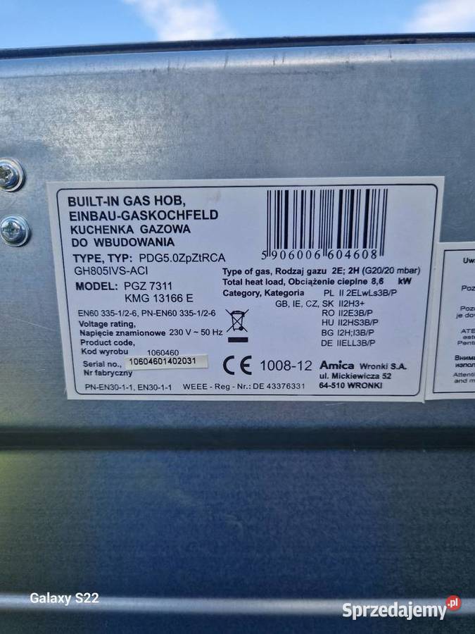 Kuchenka gazowa 5 palników Leszno